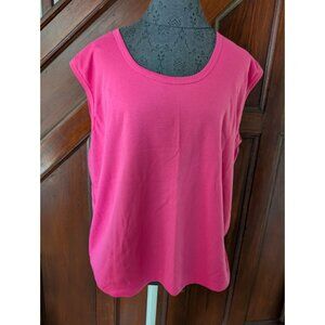 Vtg Victoria Jones Womens Sleeveless Pink Tank Top 2X Cotton/Poly Blend